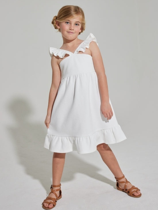 Bisby Other - Bisby Girls Soho Dress Sleeveless Ruffle Straps Adjustable Buttons Size 12 White